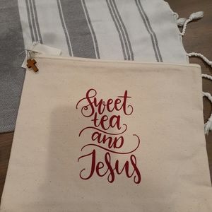 Sweet Tea & Jesus Canvas Cosmetics Bag